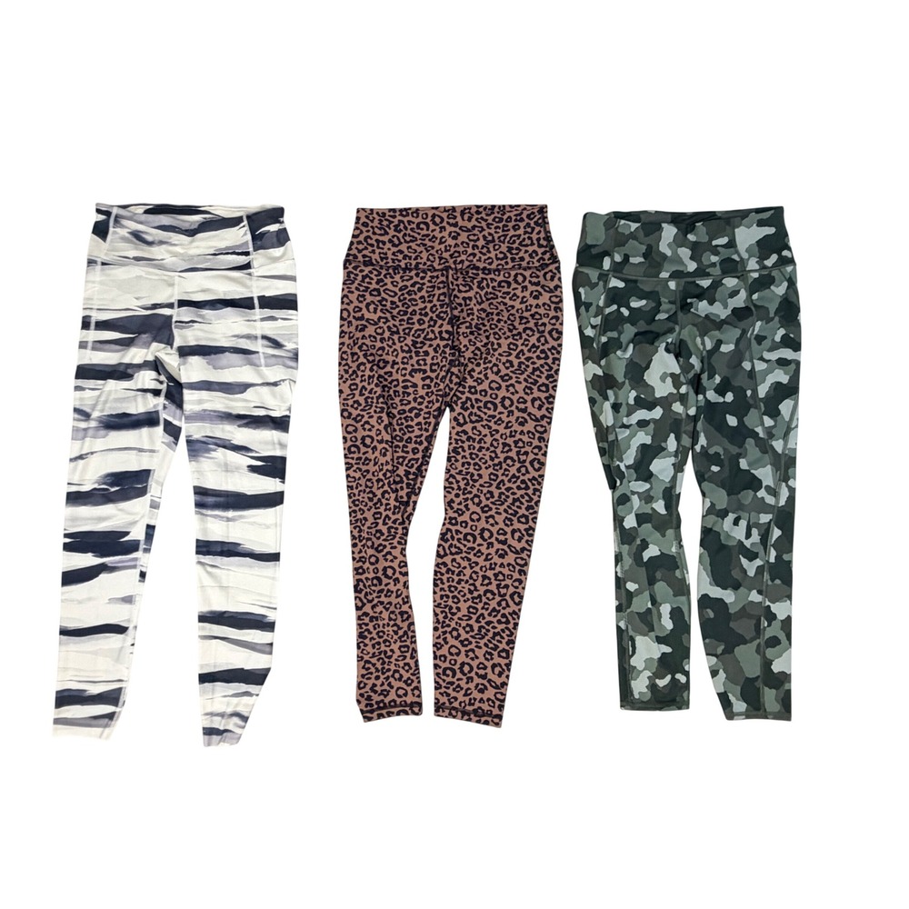 Athleta Gap Lululemon Leggings 3 Pk Sz S Camo Leopard Workout Yoga Bundle Gym